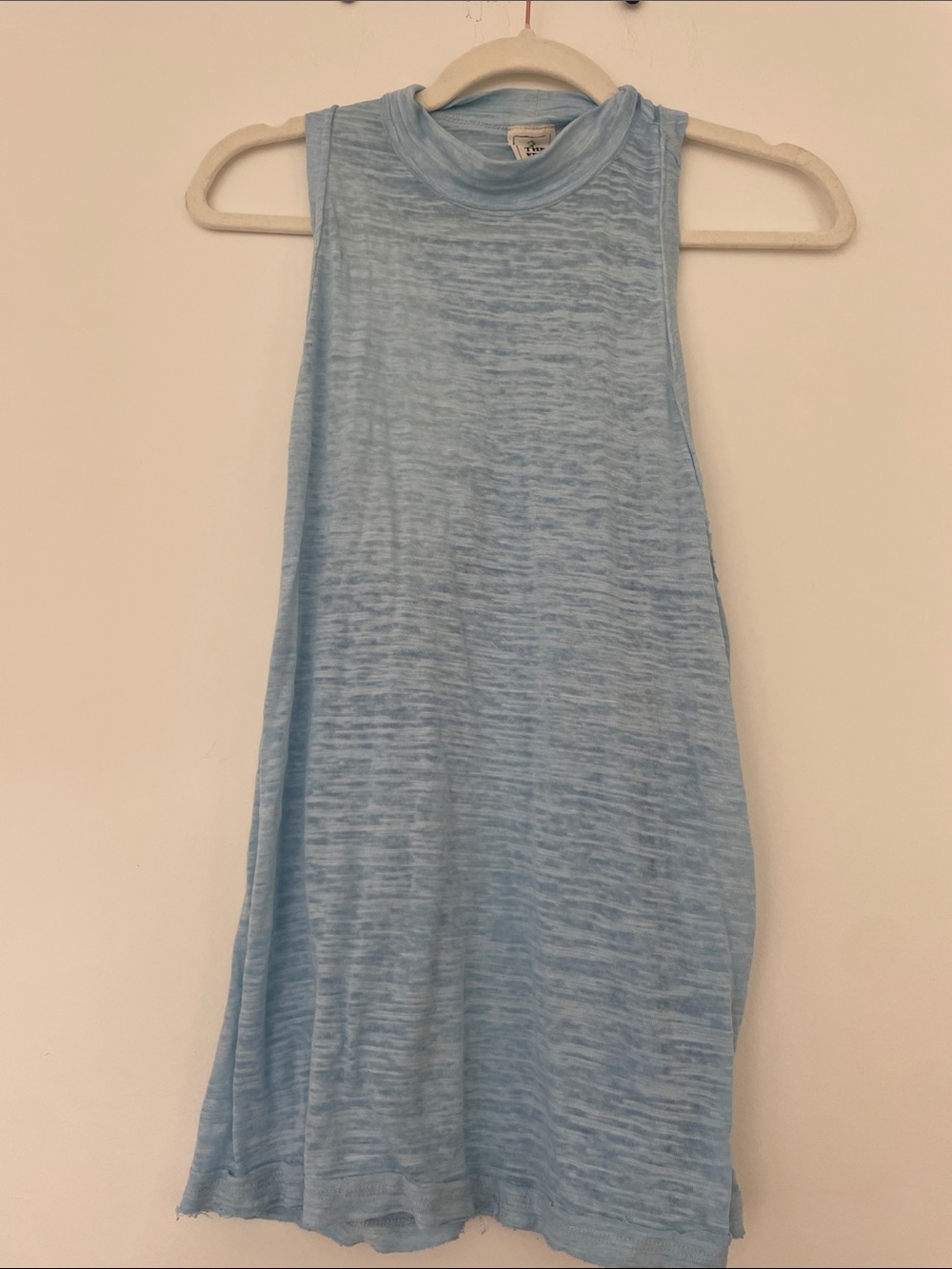 We The Free Pale Blue Sleeveless Mock Neck Top